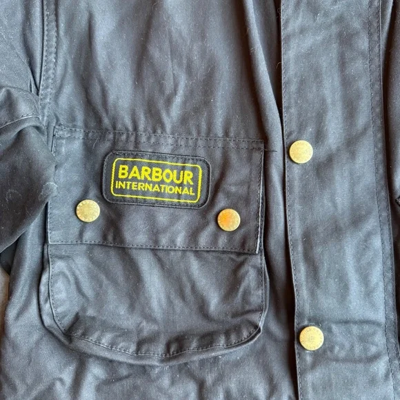 Barbour International Original Waxed Jacket, size 38, black